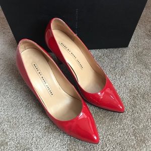 Marc by Marc Jacobs Red Patent Pointy Chunky Heels